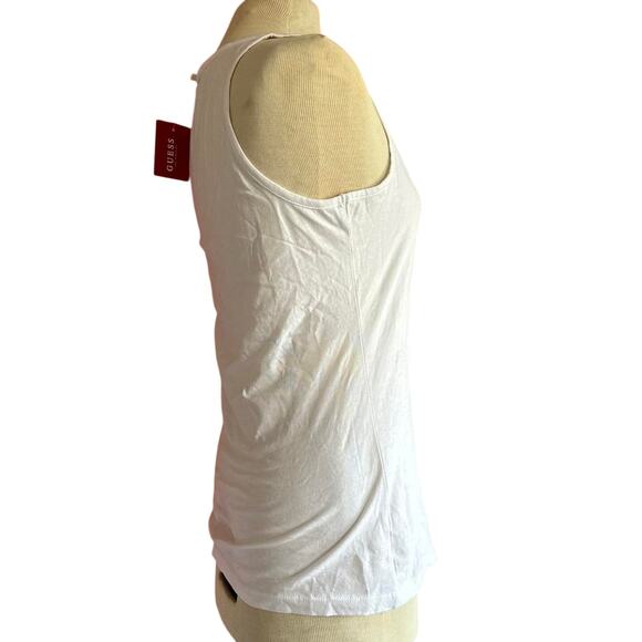 Womens Top Size Large White Classic Vacation Resort Packable Bling Shiny Guess - Picture 3 of 5